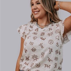 Branded Ruffle Sleeve Shirt